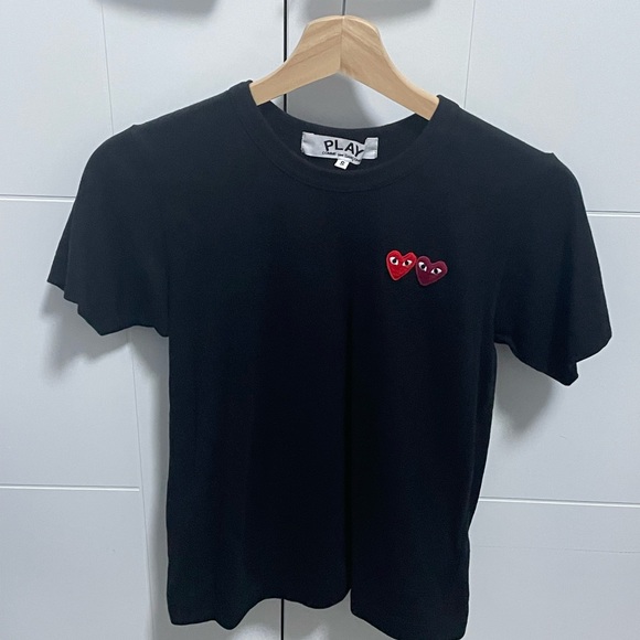 COMME DES GARÇONS PLAY Cotton Double Heart T-Shirt - Picture 2 of 2